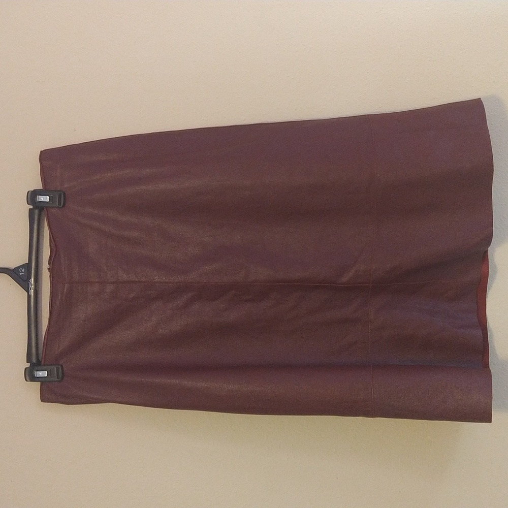MICHOU Vintage Burgundy Leather Midi Skirt